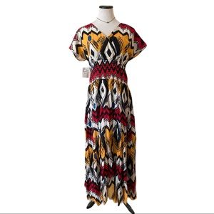 J. Peterman Chevron Print Maxi Dress Size 18 NWT